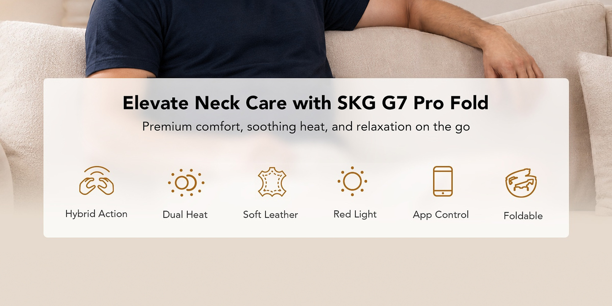 Elevate Neck Care with SKG G7 Pro Fold, six icons